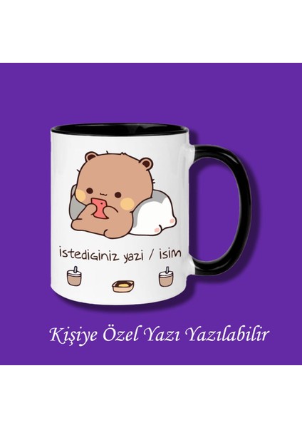 Bubu Dudu Tasarımlı Sevgililer ve Eşlere Isim ve Yazı Yazılabilir Renkli Kupa Bardak