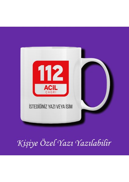 112 Acil Çağrı Isim Yazılabilir Renkli Meslek Kupası