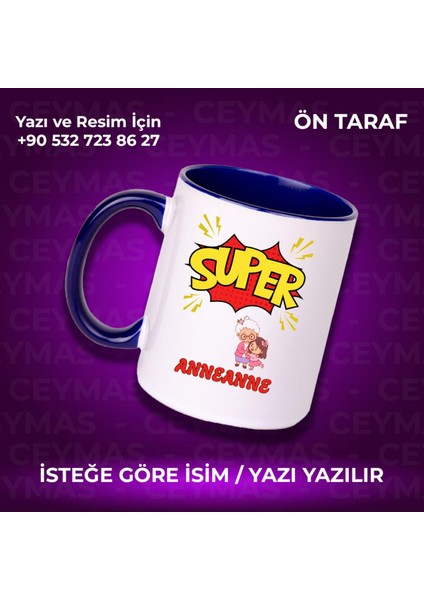 Anneannelere Özel Süper Anneanne Renkli Kupa Bardak