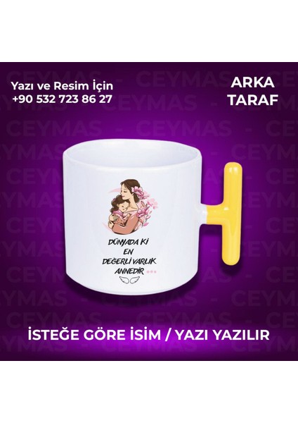 Annelere Özel Isimli Anneler Günü Hediyelik Renkli Kupa Bardak