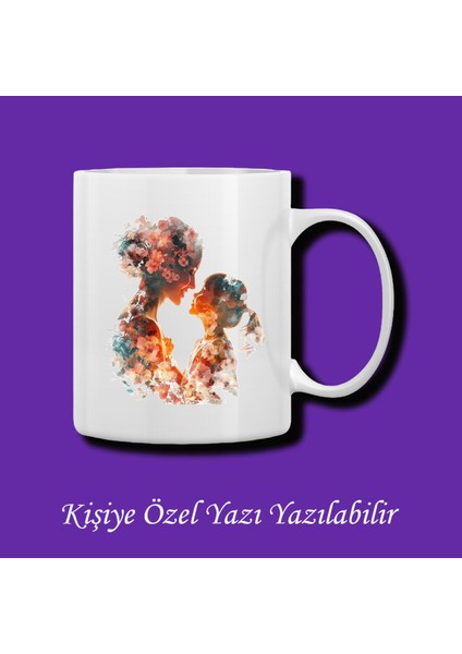 Anneler Günü Çiçekli Yazı Yazılabilir Renkli Kupa Bardak Modelleri