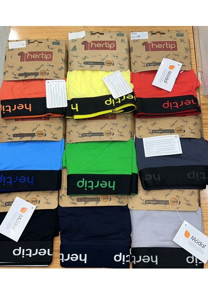 Çok Renkli Modal Boxer Full Comfort Rahat Kesim 6'lı Paket (Kırmızı-Gri-Yeşil-Sarı-Mavi-Turuncu)