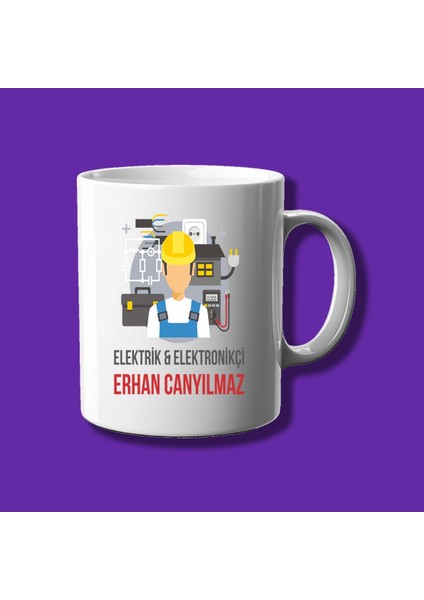 Kişiye Özel Meslek Kupası - Elekrik ve Elektronikçi Özel Isimli Kupa Bardak