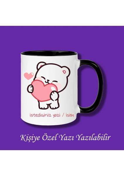 Bubu Dudu Tasarımlı Sevgililer ve Eşlere Isim ve Yazı Yazılabilir Renkli Kupa Bardak