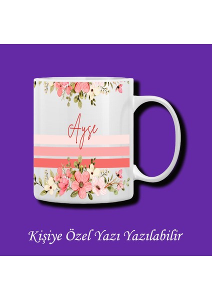 Kişiye Özel Çiçekli Isim Kupası