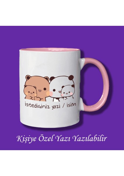 Bubu Dudu Tasarımlı Sevgililer ve Eşlere Isim ve Yazı Yazılabilir Renkli Kupa Bardak