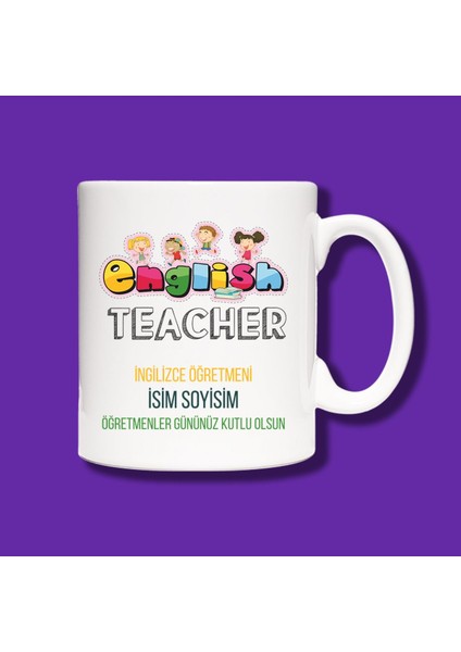 Öğretmenler Günü Kişiye Özel Ingilizce Öğretmeni Tasarımlı Hediye Kupa Bardak