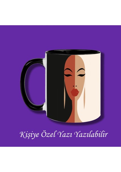 Kişiye Özel Kadın Silüeti Tasarımlı Isim ve Yazı Yazılabilir Kupa Bardak
