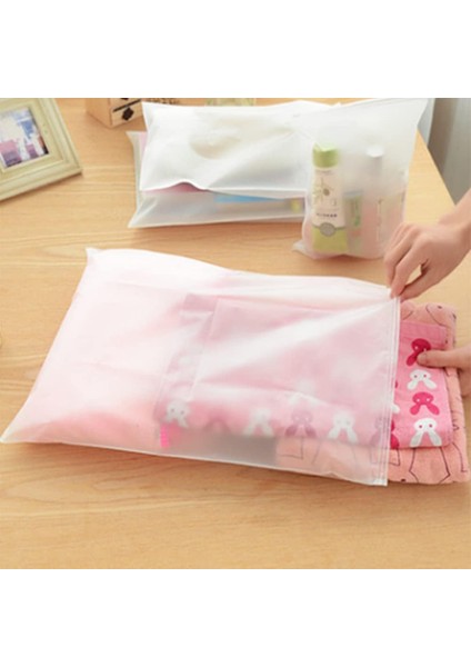 35 x 45 cm Fermuarlı Buzlu Kargo Poşeti -130MIKRON (100 Adet) Valiz ve Dolap Içi Düzenleyici Buzlu Fermuarlı Poşet Torba