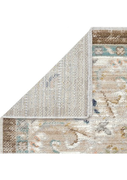 Zaraf Krem Kahve Halı Klasik Göbekli Desen Dokuma Ev Oda Halısı Oturma Odası Salon İnce Yazlık Halı