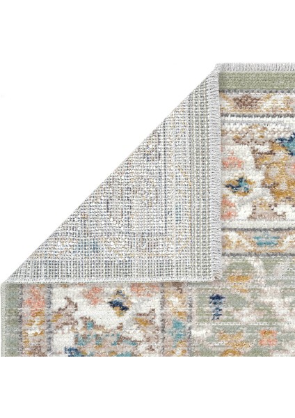 Zaraf Mint Yeşil Halı Etnik Desen İnce Dokuma Eskitme Vintage Halı Oturma Odası Salon Yazlık Halı