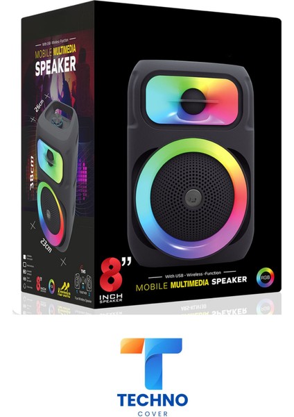 Bluetooth Özellikli Ses Boması 8 Inch Speaker (KLN-130)