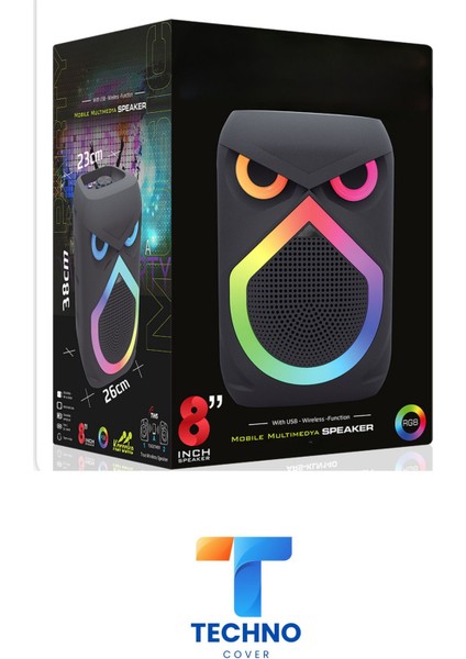 Bluetooth Özellikli Ses Bombası 8 Inch Rgb Işıklı Speaker (Kln-140) modelleri
