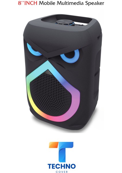 Bluetooth Özellikli Ses Bombası 8 Inch Rgb Işıklı Speaker (Kln-140) fırsatları