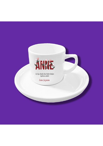 Anneler Gününe Özel Isim ve Resim Baskılı Kahve Fincanı Tasarımları
