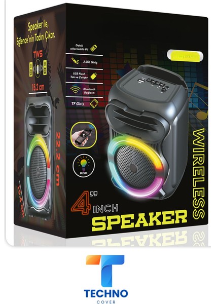 Bluetooth Özellikli Ses Bombası 4 Inch Rgb Işıklı Speaker (KLN-160) modelleri