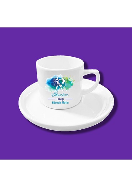 Kişiye Özel Astroloji Tasarımlı Ikizler Erkeği Baskılı Isimli Tekli Kahve Fincanı