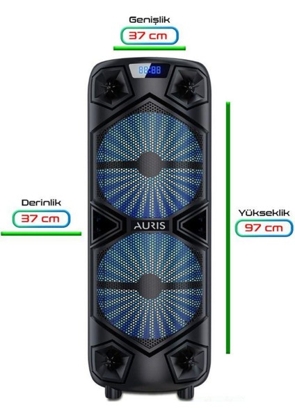 Bluetooth Özellikli Hoparlör 24" Karaoke Mikrofon Özellikli Profesyonel Speaker (Kln-90)