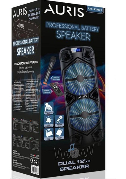 Bluetooth Özellikli Hoparlör 24" Karaoke Mikrofon Özellikli Profesyonel Speaker (Kln-90)