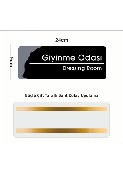 Giyinme Odası - Ofis Departman Kapı Isimliği, Yönlendirme Levhası 24X9 cm 4mm fiyatları