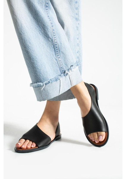 Siyah Kadın Minimalist Sandalet Şık ve Rahat Açık Burun Ayakkabı fiyatları