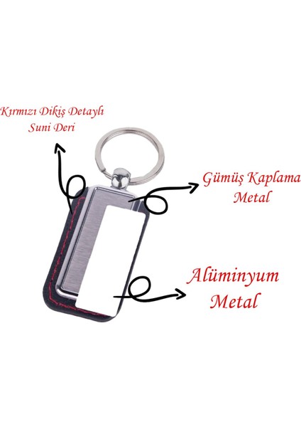 Kişiye Özel Logo Baskılı Metal ve Deri Özellikli Anahtarlık