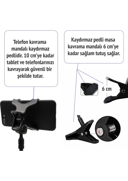 Katlanabilir Masaüstü Telefon Standı ve Esnek Kollu Mandallı Akrobat Telefon Tutucu fırsatları