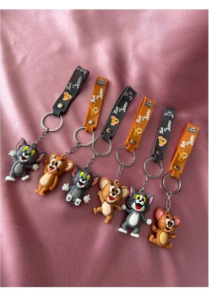 Tom ve Jerry Silikon Anahtarlık - 2 Adet Çift Anahtarlığı