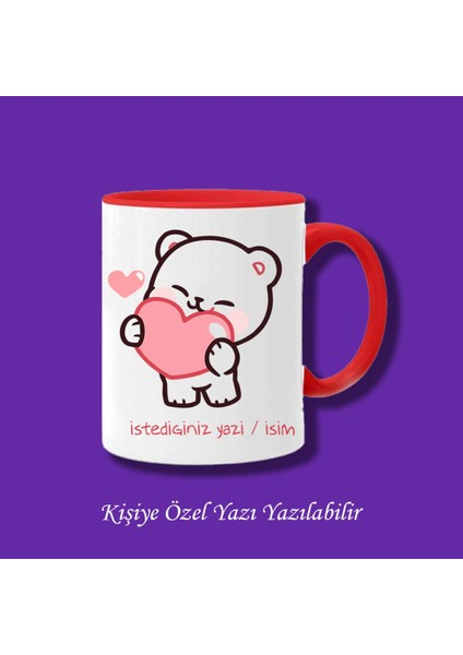 Bubu Dudu Tasarımlı Sevgililer ve Eşlere Isim ve Yazı Yazılabilir Renkli Kupa Bardak