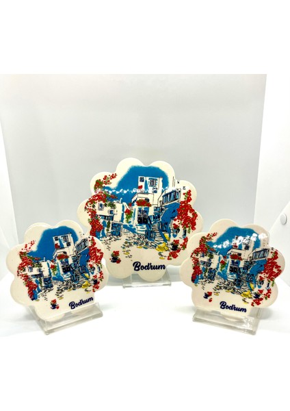 Seramik Nihale Bardak Altı Seti Bodrum Set