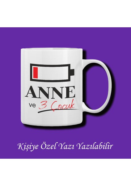Anne ve 3 Çocuk Tasarımlı Düşük Enerji Kişiye Özel Kupa Bardak