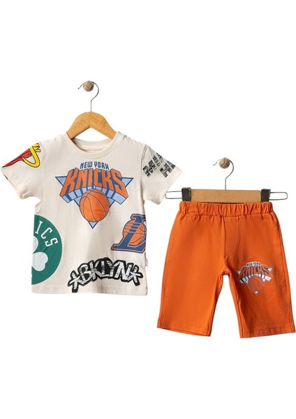 New York Knicks Basketbol Baskılı Erkek Çocuk Tşört, Şort Alt Üst Takım 2,3,4,5 Yaş