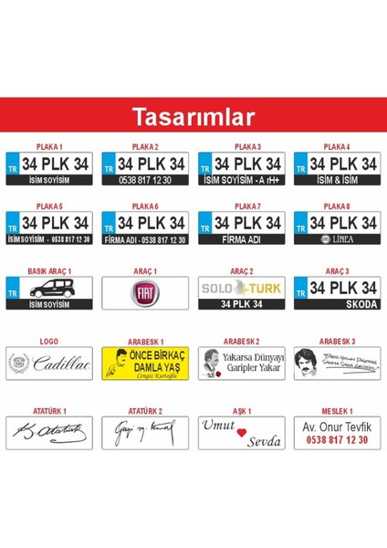 Kişiye Özel Baskılı Araçlar Için Plakalık Anahtarlık - 20 Model Tasarım
