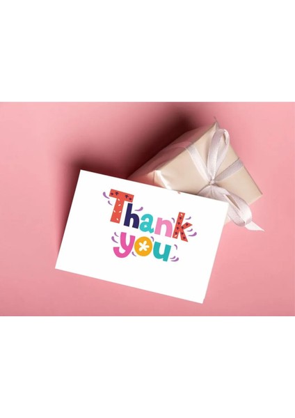 Thank You Yazılı Teşekkür & Tebrik Kartı - 5cm x 8 cm - 50 Adet