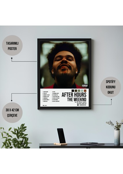 The Weeknd - After Hours Albüm Spotify Çerçeveli Poster Tablo