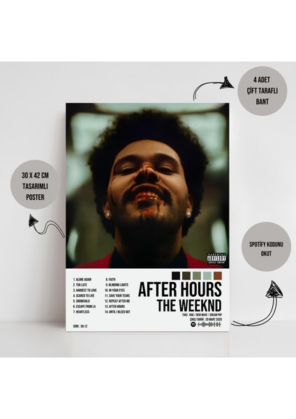The Weeknd - After Hours Albüm Spotify Çerçevesiz Tasarım Poster