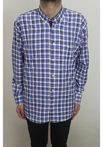 Erkek Ekose Kareli Rahat Kalıp Tek Cepli Uzun Kollu Yazlık Battal Gömlek fiyatları