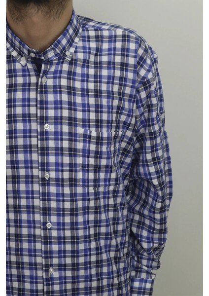 Erkek Ekose Kareli Rahat Kalıp Tek Cepli Uzun Kollu Yazlık Battal Gömlek modelleri