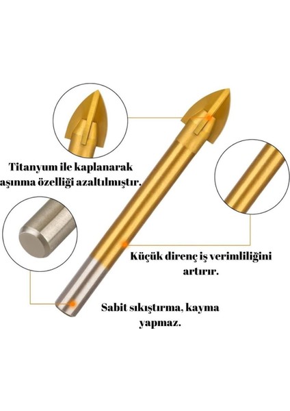 4 Parça Cam Seramik Delme Matkap Ucu 6-7-8-10 mm
