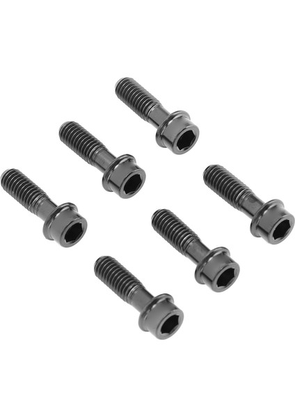 6 Adet Bisiklet Gövdesi Cıvata M5 x 16MM Titanyum Alaşımlı Su Geçirmez Paslanmaz Gidon Kök Cıvata Vida Dağ Bisikleti Siyah (Yurt Dışından)