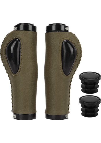 Suni Deri Bisiklet Tutacakları Sıvı Silikon Avuç Içi Ped Şok Emici Gidon Kılıfı Bisiklet Aksesuarları Için Zeytin Yeşili (Yurt Dışından)