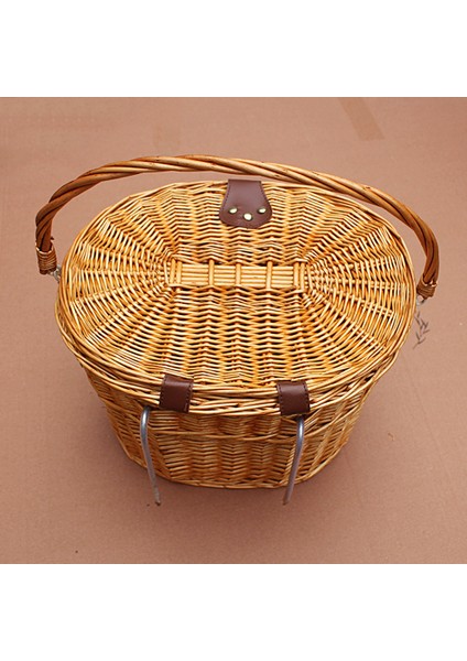 Bisiklet Bisiklet Rustik Hasır Sepet Alışveriş Çantası Kapaklı Taşıma Kolu (Yurt Dışından)