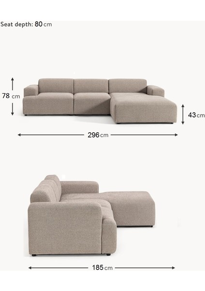 Most Mollista 3 Modül Sağ Köşe Koltuk 10 Kahverengi Keten Kumaş Yataş Sünger (Evinize Teslim)