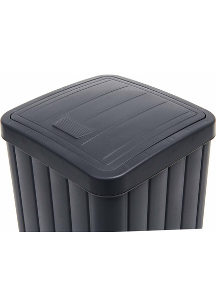 Çizgi Desenli Banyo Çöp Kovası - Antrasit - 5 lt