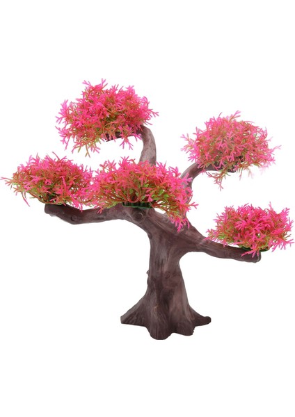 Akvaryum Bitki Süsleme Simülasyon Yapay Güzel Manzara Balık Tankı Dekorasyon Pembe (Yurt Dışından)