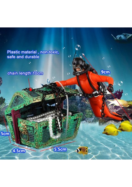 Akvaryum Yüzen Dalgıç Süs Akvaryum Dekorasyon Hareketli Hazine Sandığı Yüzen Dalgıç Kabarcık Eylem (Yurt Dışından)