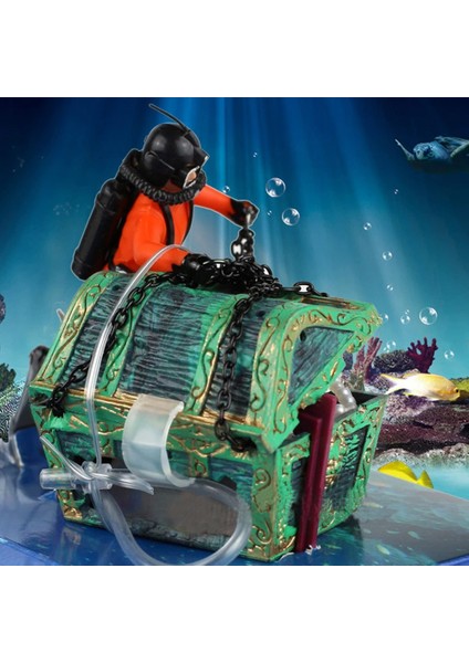 Akvaryum Yüzen Dalgıç Süs Akvaryum Dekorasyon Hareketli Hazine Sandığı Yüzen Dalgıç Kabarcık Eylem (Yurt Dışından) modelleri