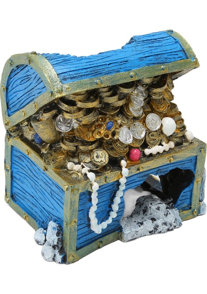Akvaryum Hazine Sandığı Süs Reçine Hazine Sandığı Kutusu Hideaway Balık Tankı Peyzaj Dekorasyon Süs Mavi (Yurt Dışından)