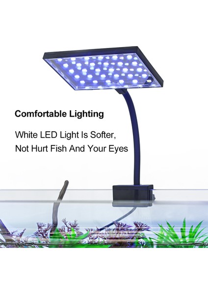 Akvaryum LED Işıkları Kelepçeli Balık Tankları Işık Dönen Kafa ile Beyaz LED Peyzaj Lambası Resif Mercan Su Bitkileri (Yurt Dışından)