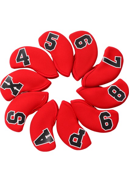10 Adet / Takım Numarası Golf Demir Golf Sopası Kılıfı Seti Neopren Golf Kulübü Demir Koruyucu Headcoverred (Yurt Dışından)